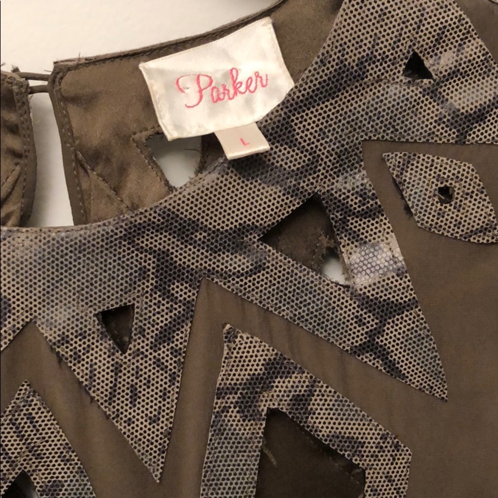 Olive green Parker silk blouse - Picture 2 of 3